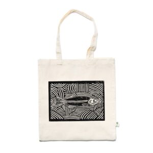 Salmon Block Print Organic Cotton Tote Bag