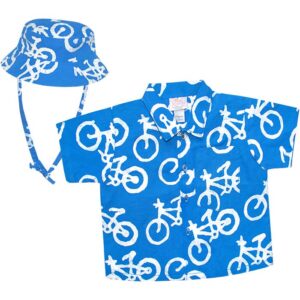 Babies: Button Down Shirt: Bikes - Blue-Organic: 24M