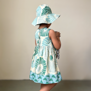 Cotton Toddler-Child Sun Dress | Retro Flowers Moss: 1 Yr